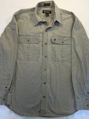 Browning Button Up Shirt Mens Green Long Sleeve Hunting Outdoor Workwear